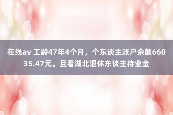 在线av 工龄47年4个月，个东谈主账户余额66035.47元。且看湖北退休东谈主待业金