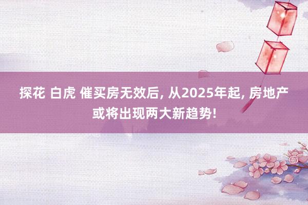 探花 白虎 催买房无效后， 从2025年起， 房地产或将出现两大新趋势!