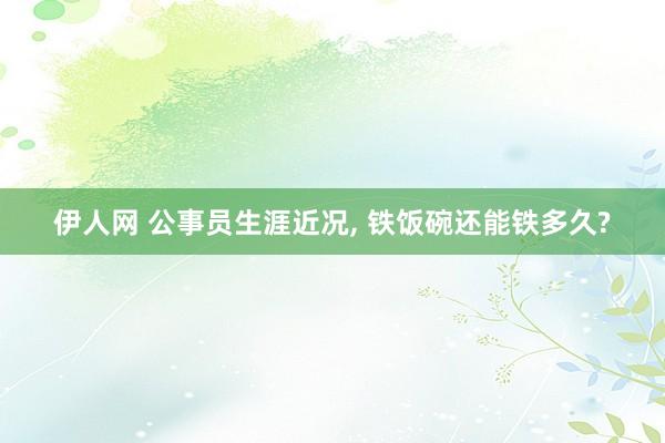 伊人网 公事员生涯近况， 铁饭碗还能铁多久?